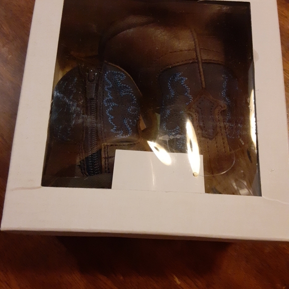 Baby Roper Cowboy Western Boot NWT Infant Size 1 0-3 M Brown Blue Zipper Box - Picture 6 of 6